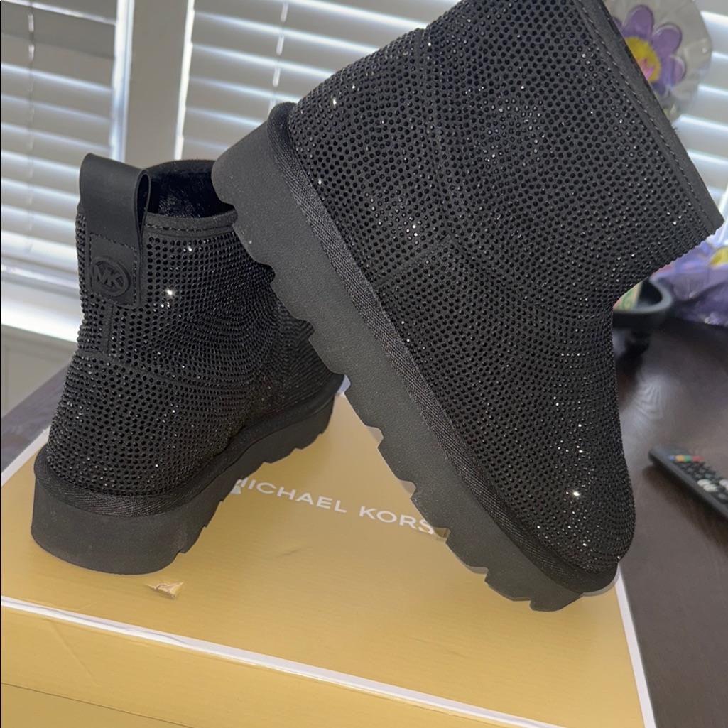 Michael Kors Black Glitter Ankle Boots